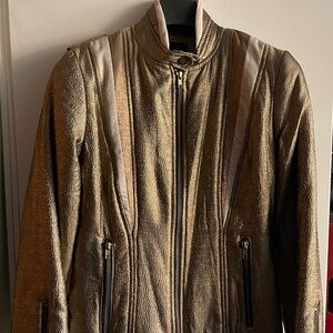 ANNA SUI Rare Vintage Metallic Fabric Bomber Jacket size 2 Pristine Condition